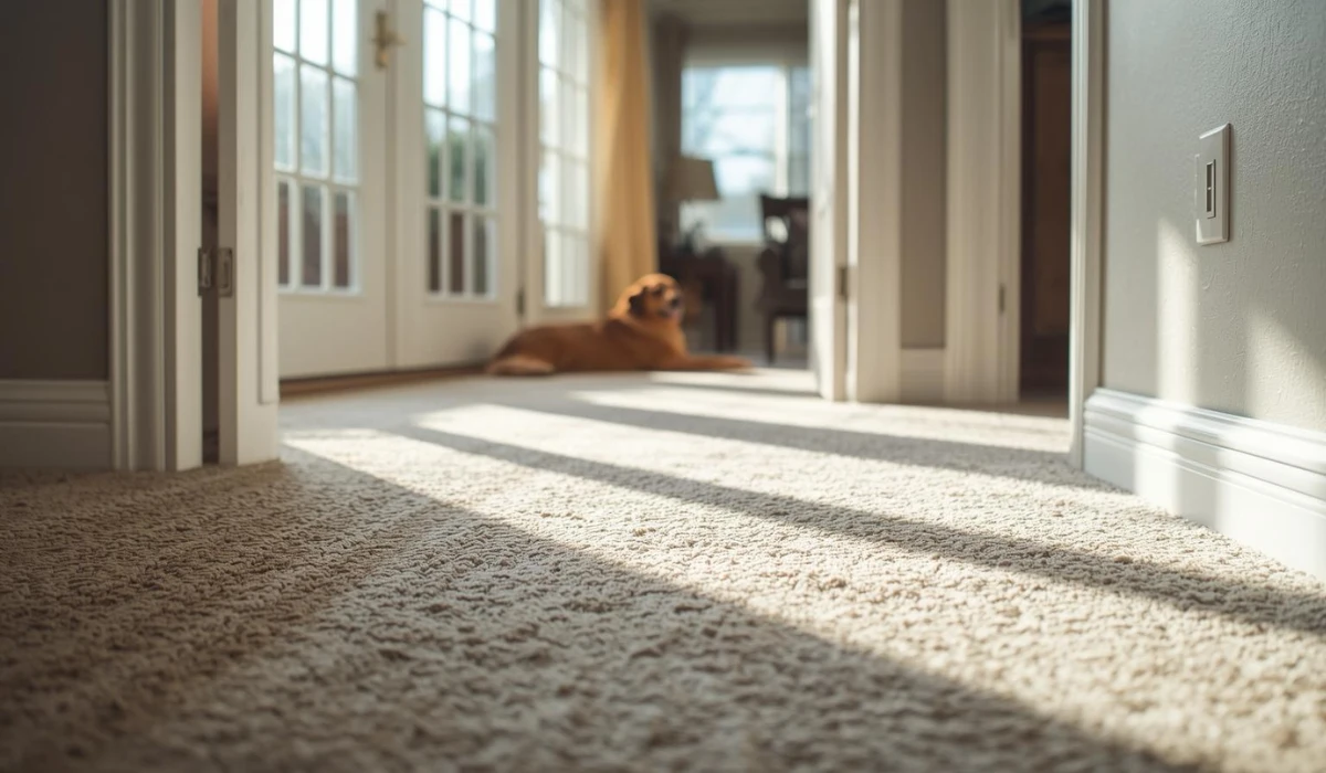 pet laying on carpet